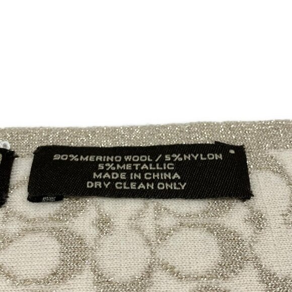 Auth COACH - Beige Gold Wool Nylon Mettalic Scarf - Picture 4 of 6